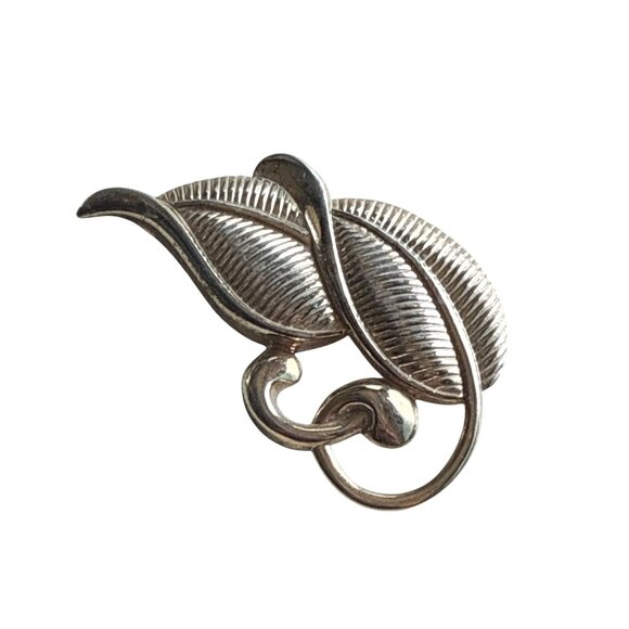 Vintage Danecraft Sterling Silver Leaf Brooch Pin Elegant Nature-Inspired - Picture 7 of 9